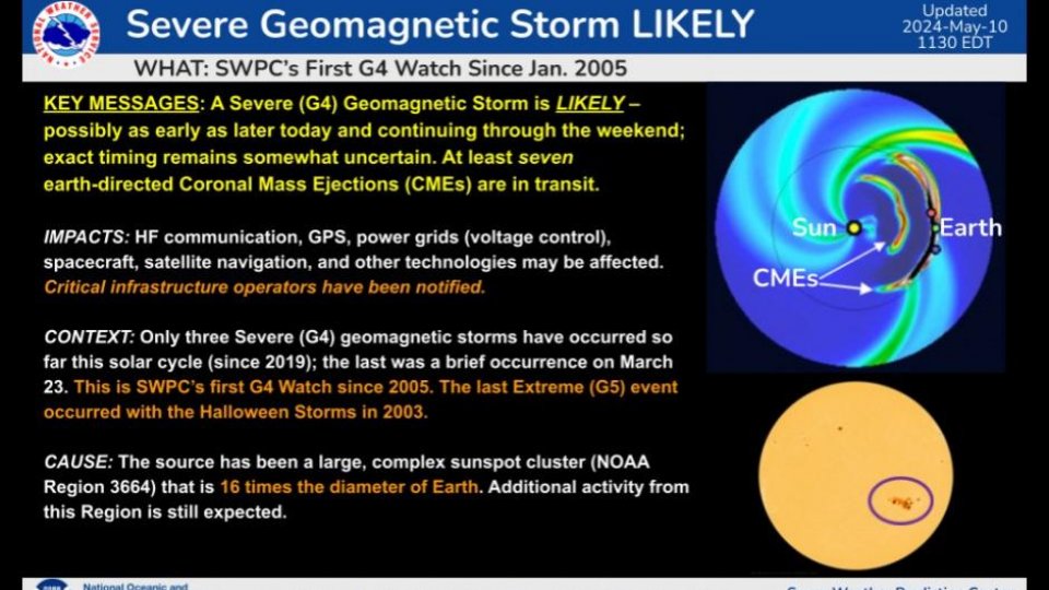 O furtună geomagnetică severă va lovi pământul începând din această noapte